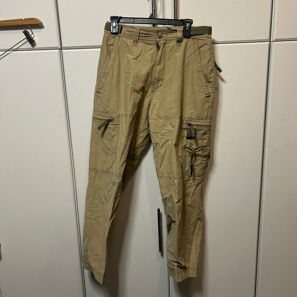 Old Navy Mens Tan Khaki Utility Cargo Pants 30x30 Cotton Nylon Blend 300862